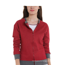 Wholesale mock collar customized logo sweatshirt in red Women Casual Wear